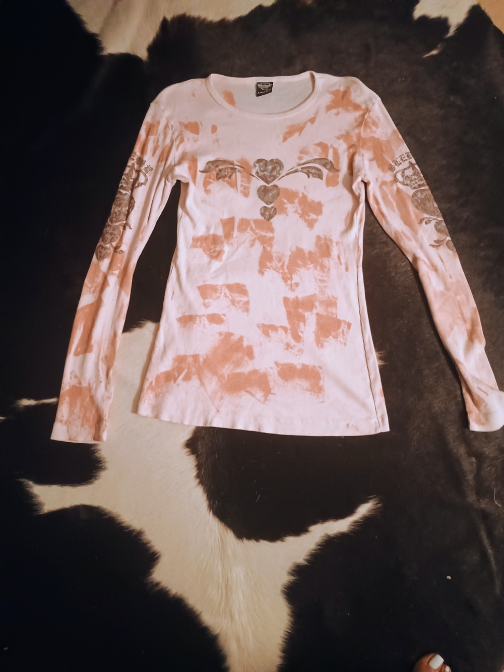 Sledge USA Y2k Long Sleeve Tie-Dye Graphic Tee - Pink Cream by